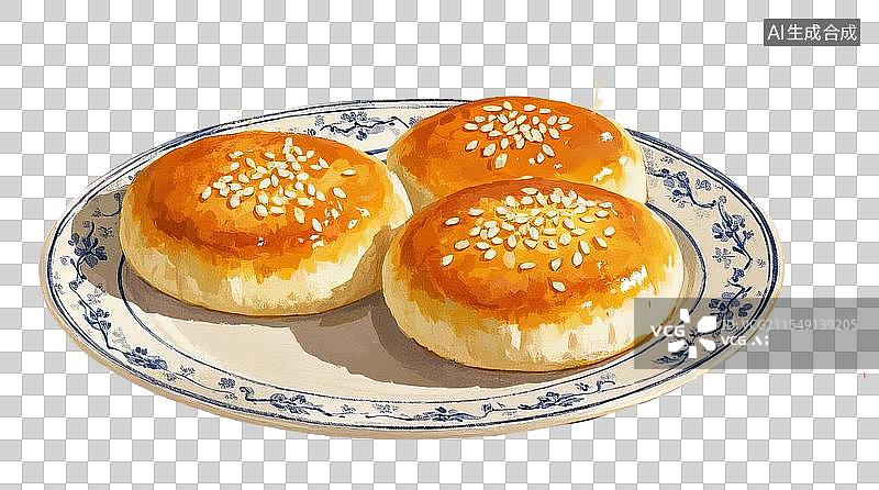 【AI数字艺术】中式糕点插画元素图片素材