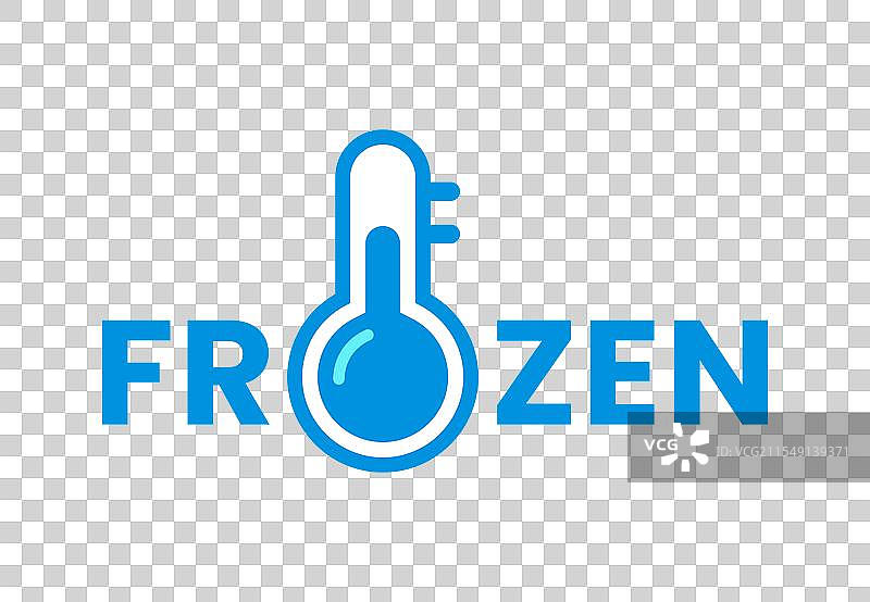 带有温度计的蓝色冷冻产品图标图片素材