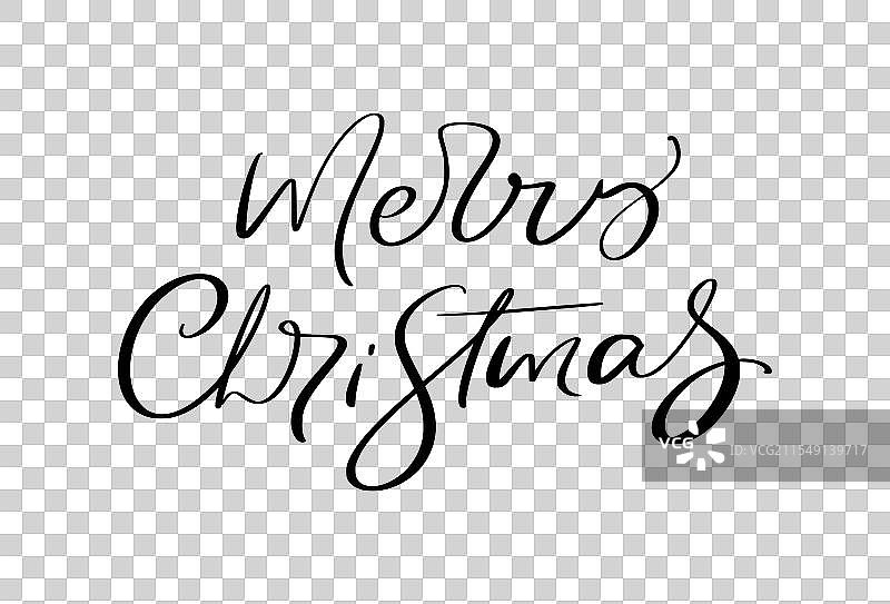 圣诞快乐手写书法线条图片素材