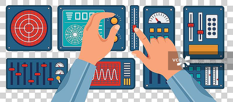 控制面板界面，手部正在调整设置图片素材