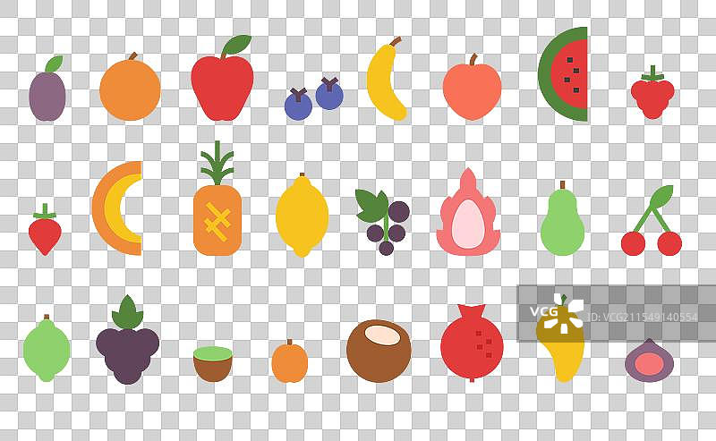 极简风格的水果和浆果新鲜水果图标图片素材