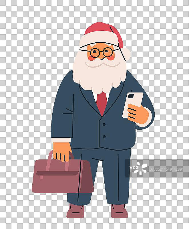 穿着商务服装的圣诞老人手持一件图片素材