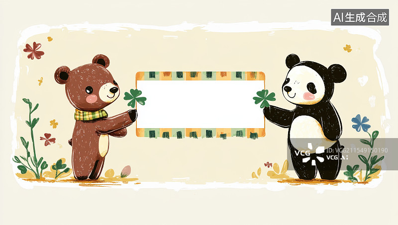 【AI数字艺术】通用版画海报插画卡通留白背景，中间留白图片素材