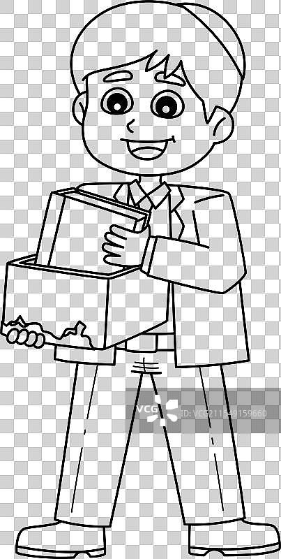 巴尔米茨瓦男孩收到礼物，背景为单色涂鸦图片素材