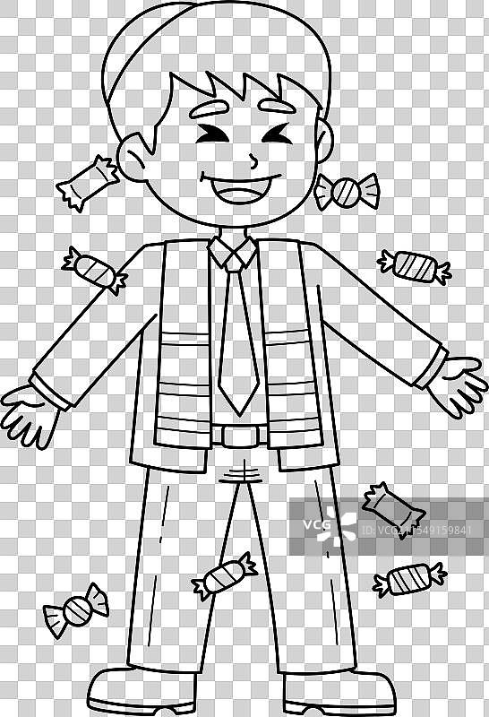 巴尔米茨瓦男孩在淋浴中撒糖果，背景纯色图片素材