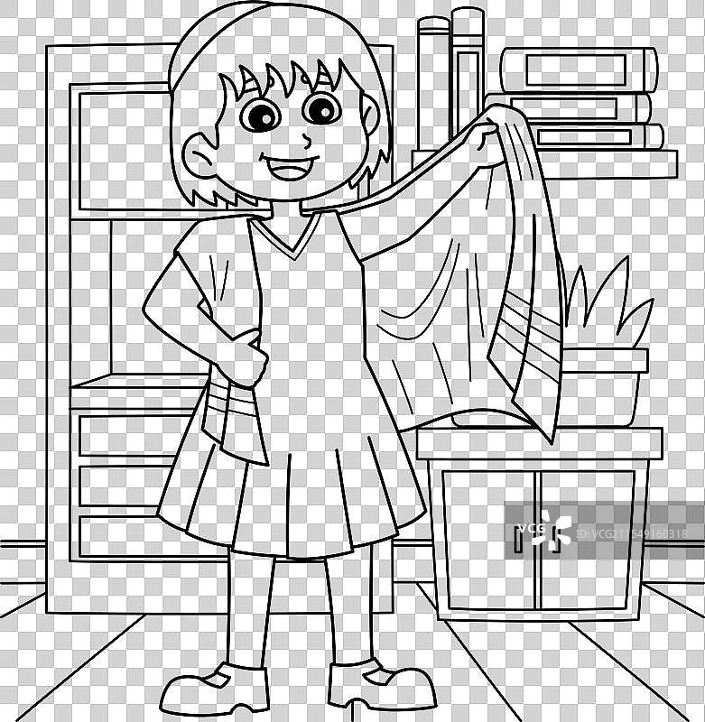 巴特米茨瓦女孩穿着塔利特的涂色页图片素材