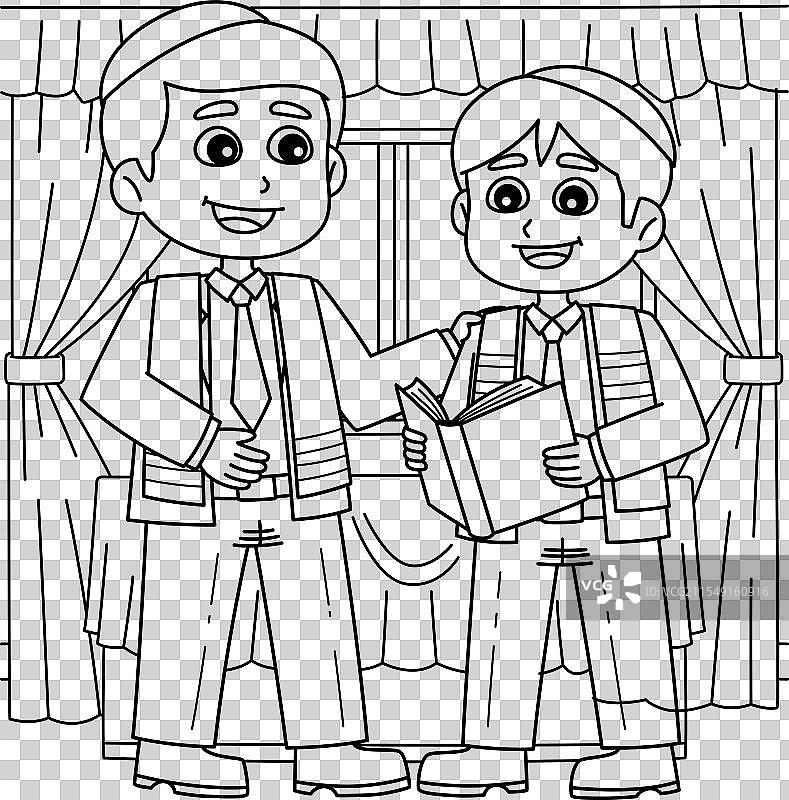 巴尔米茨瓦男孩与拉比的涂色页图片素材