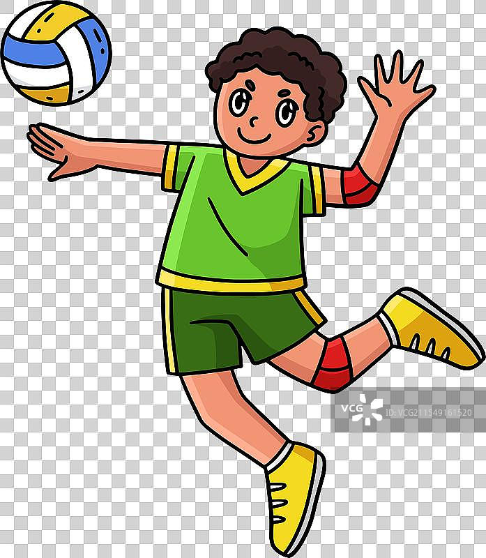 排球运动员正在进行跳发球图片素材