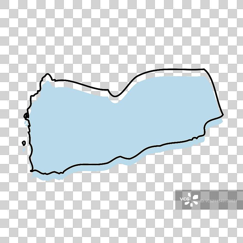 也门地图，带有轮廓和身体，独立展示图片素材