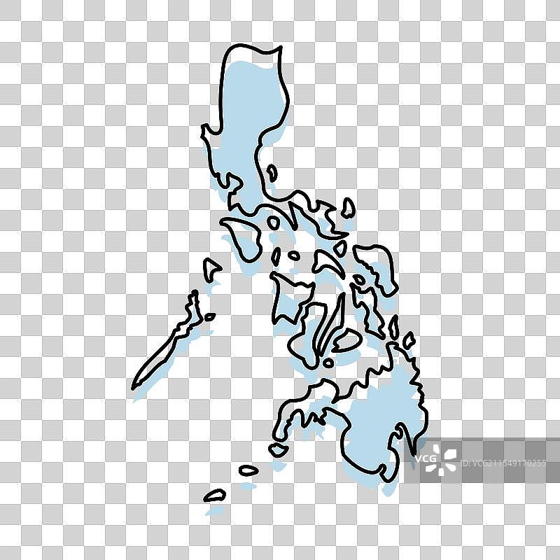 菲律宾地图，带有轮廓和边界图片素材