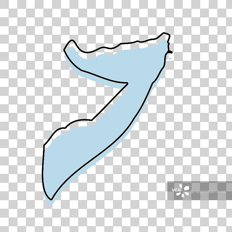 索马里地图，带有轮廓和边界，独立展示图片素材