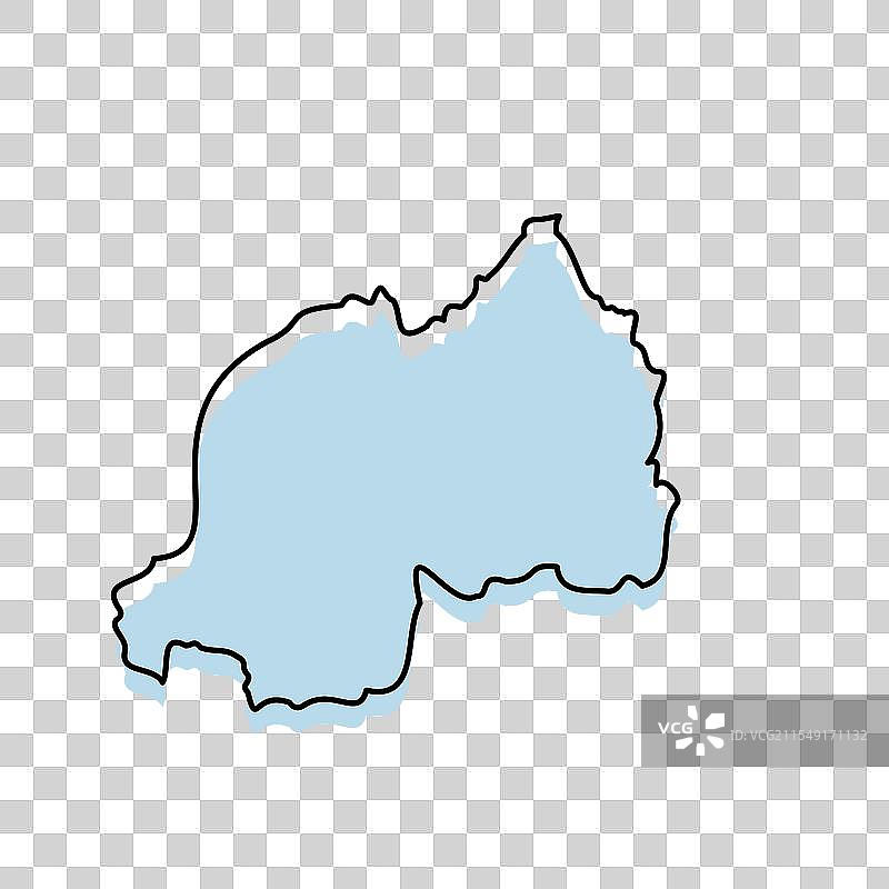 卢旺达地图，带有轮廓和边界，独立展示图片素材