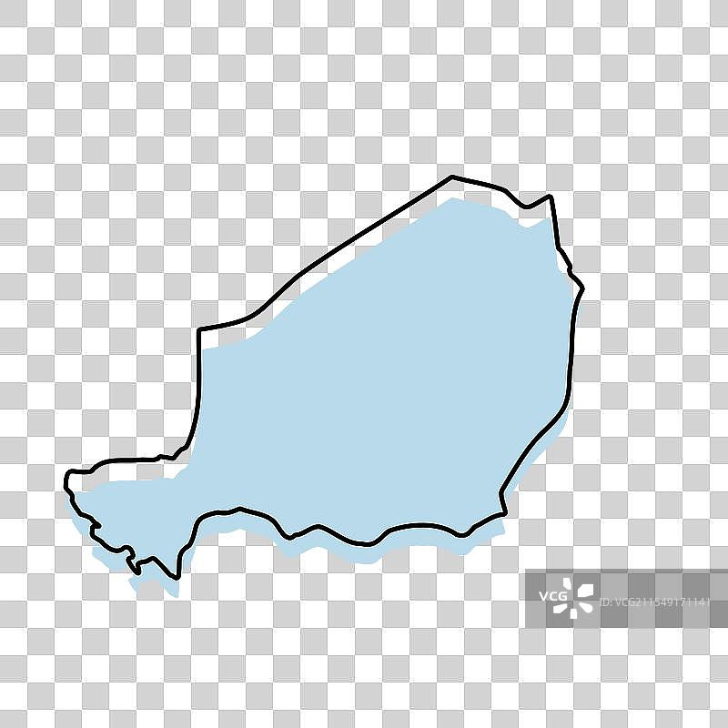 尼日尔地图，带有轮廓和身体，独立展示图片素材