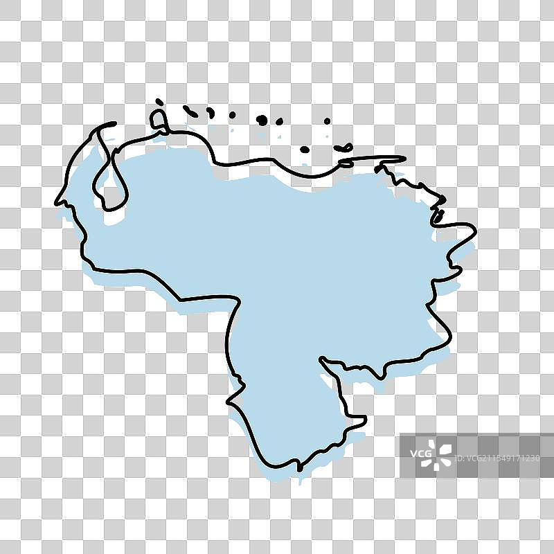 委内瑞拉地图，带有轮廓和边界，独立展示图片素材