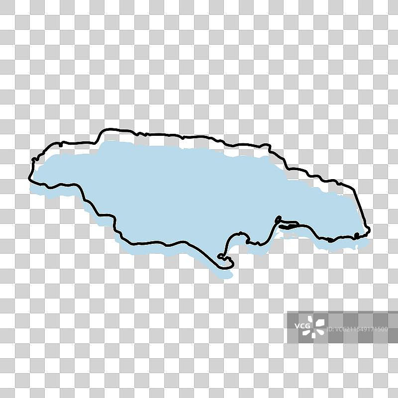 孤立的牙买加地图，带有轮廓和填充。图片素材