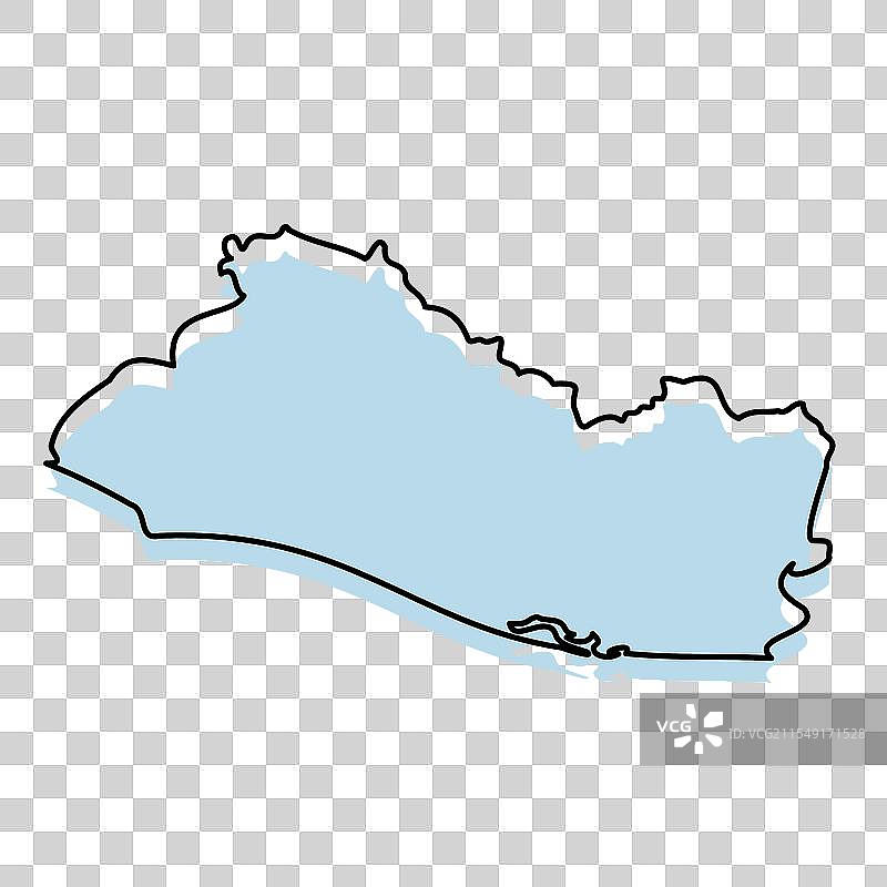 萨尔瓦多地图，带有轮廓和边界图片素材