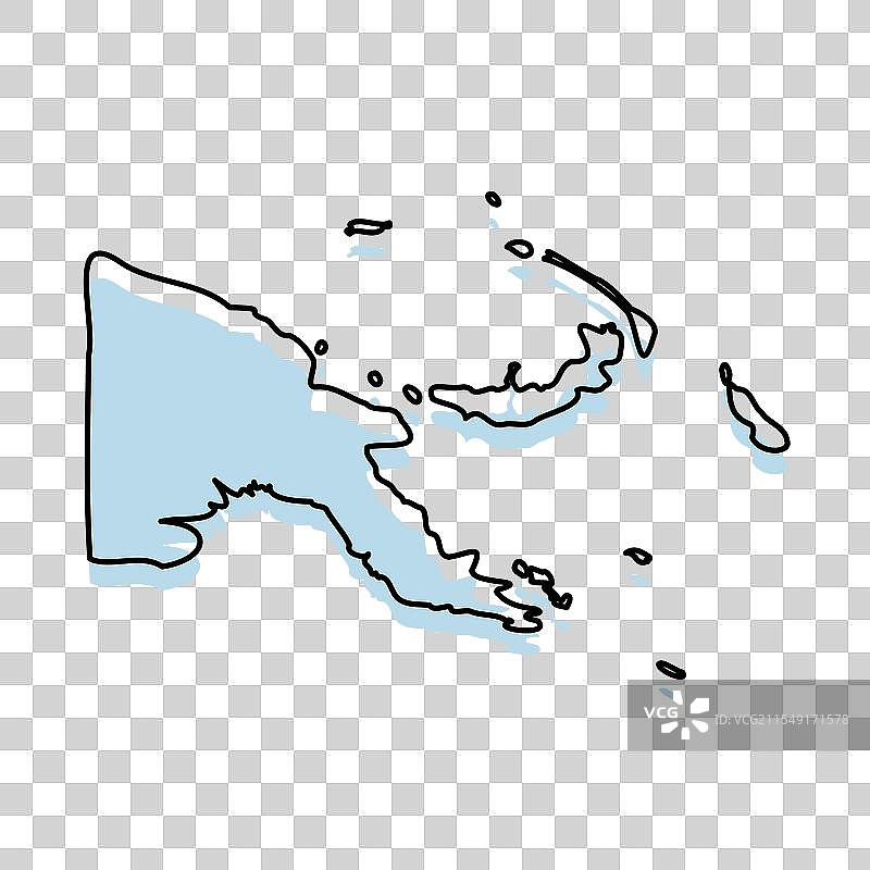 巴布亚新几内亚地图，包含轮廓和边界图片素材