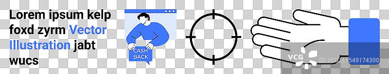 手持返现标志的商人和目标图标图片素材