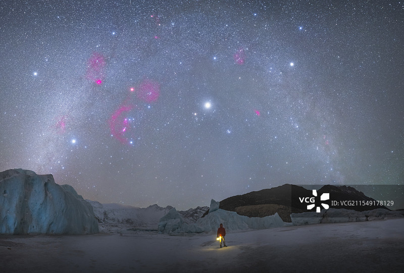 来古冰川冬季星空银河图片素材