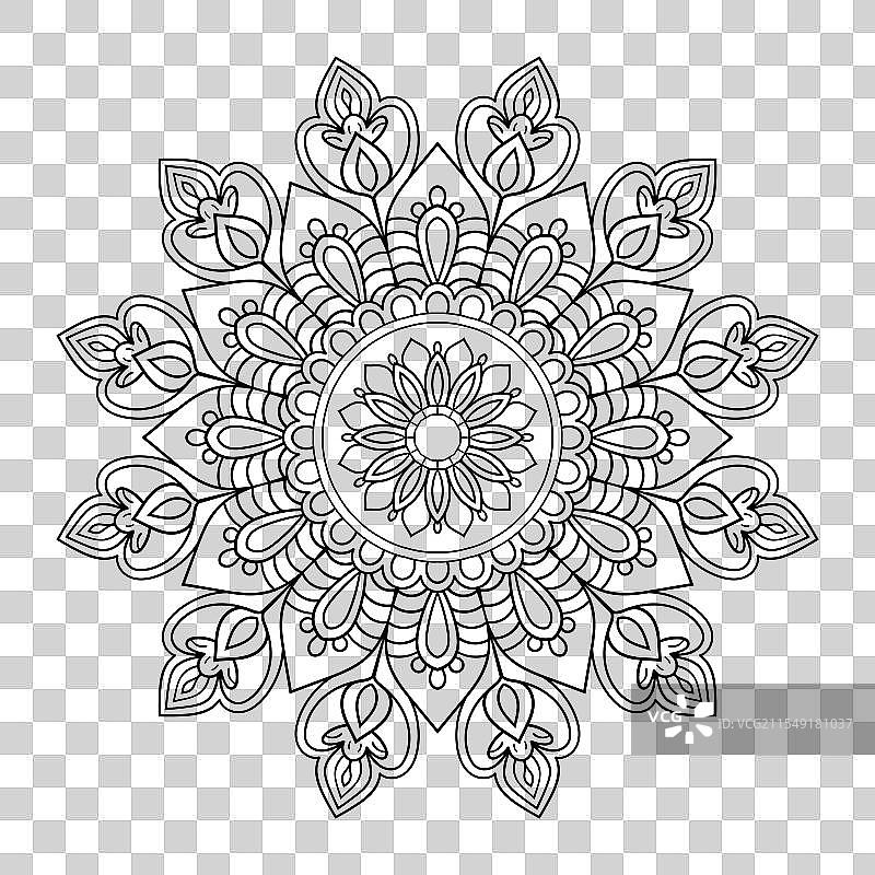 曼荼罗设计用于涂色书页，亨娜风格图片素材