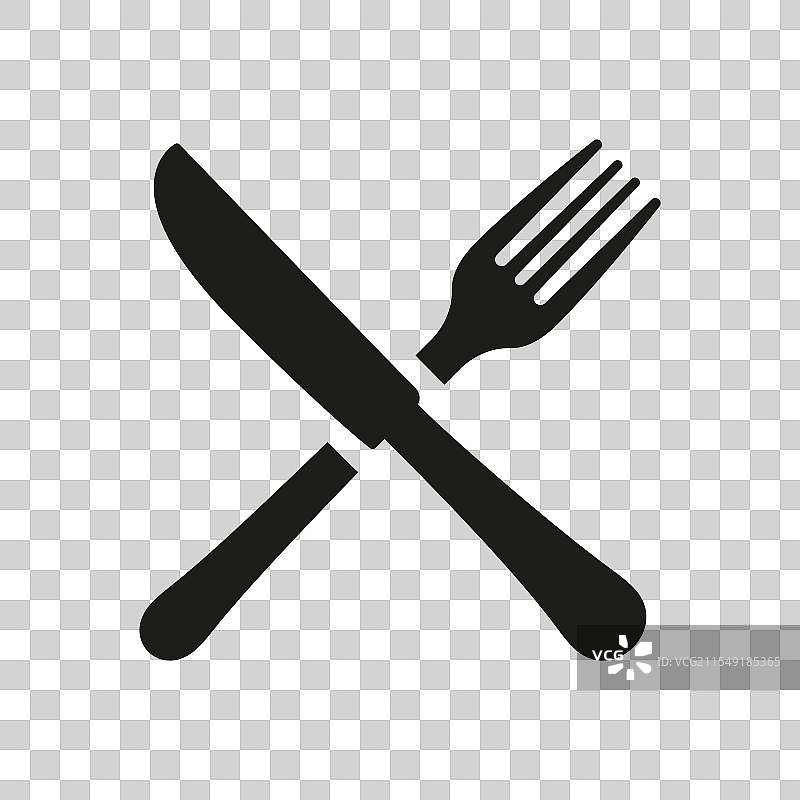 交叉的刀叉剪影图标 餐饮与图片素材