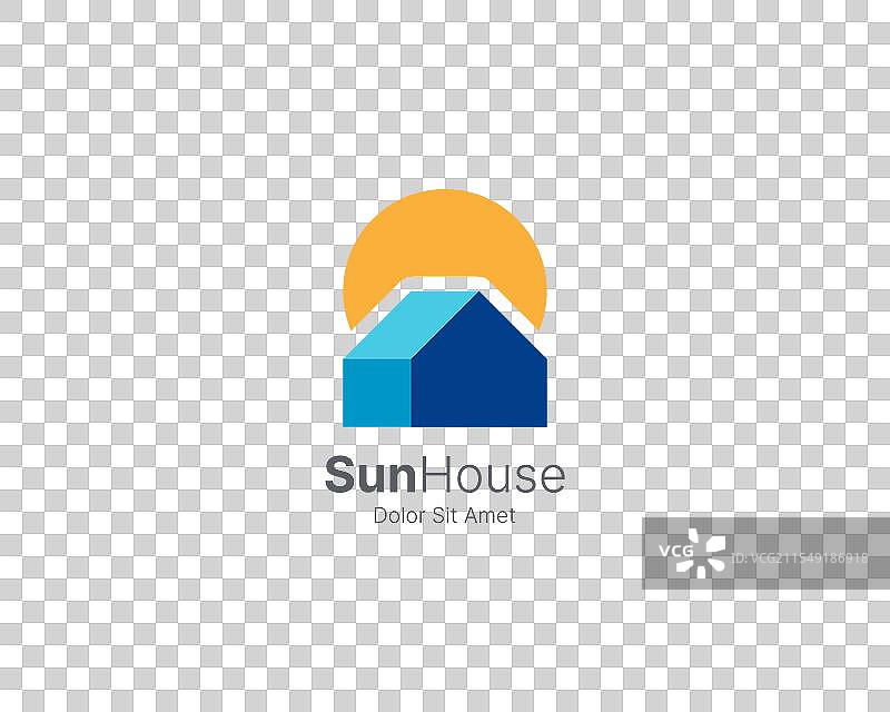 简单多彩标志的阳光房屋图片素材