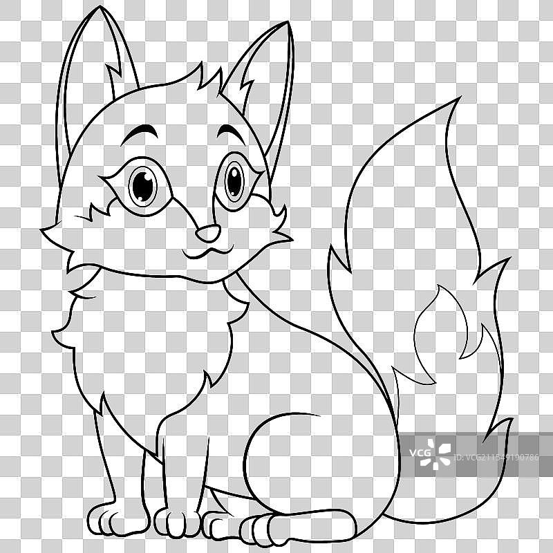 可爱的卡通狐狸线条艺术图片素材