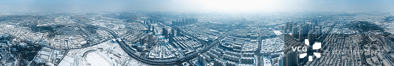 邹城大雪全景鸟瞰图图片素材