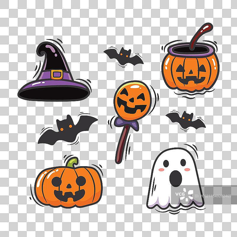 一套可爱的万圣节图标图片素材