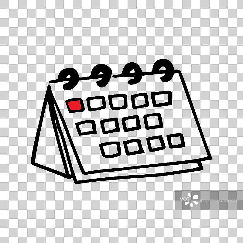 手绘涂鸦折叠日历与卡通图案图片素材