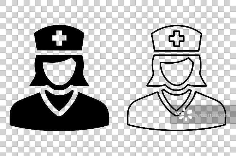 护士轮廓和剪影图标集图片素材