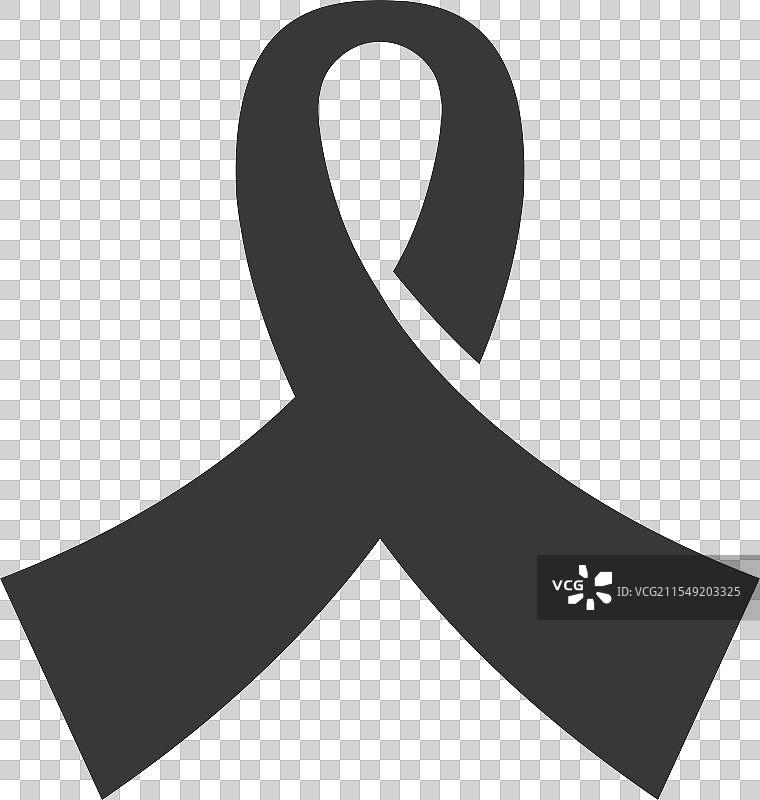 黑色悼念丝带蝴蝶结哀悼符号图标图片素材