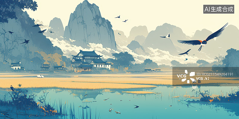 【AI数字艺术】水墨风春天立春春分背景图图片素材