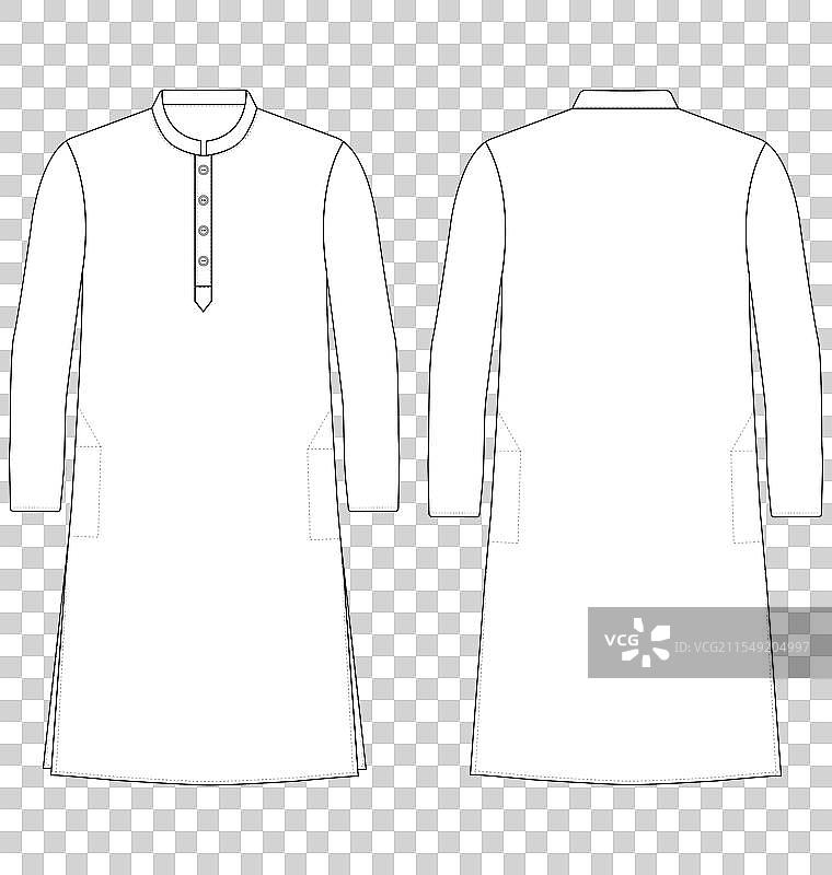 男士曼达林领包裹式库尔塔（旁遮普风格）图片素材