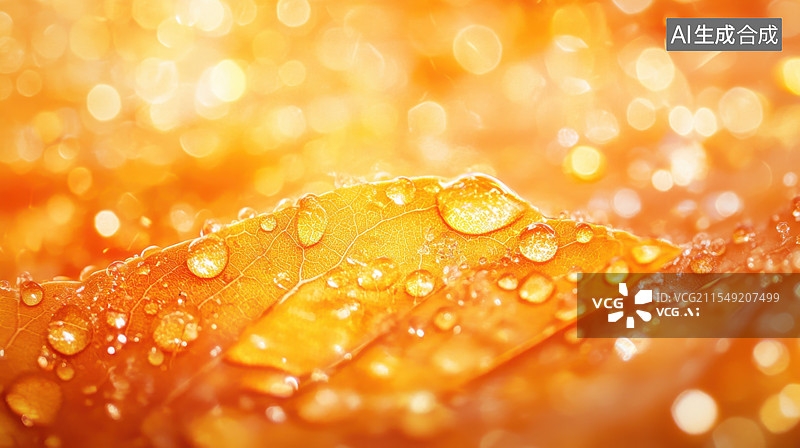 【AI数字艺术】秋天黄色树叶特写图片素材