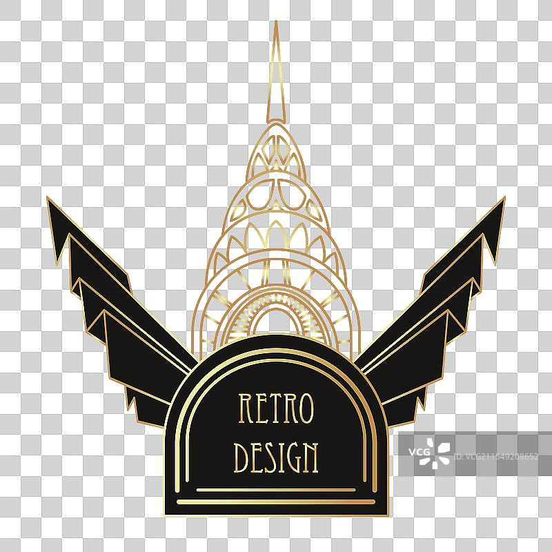 装饰艺术风格的复古金银设计元素图片素材