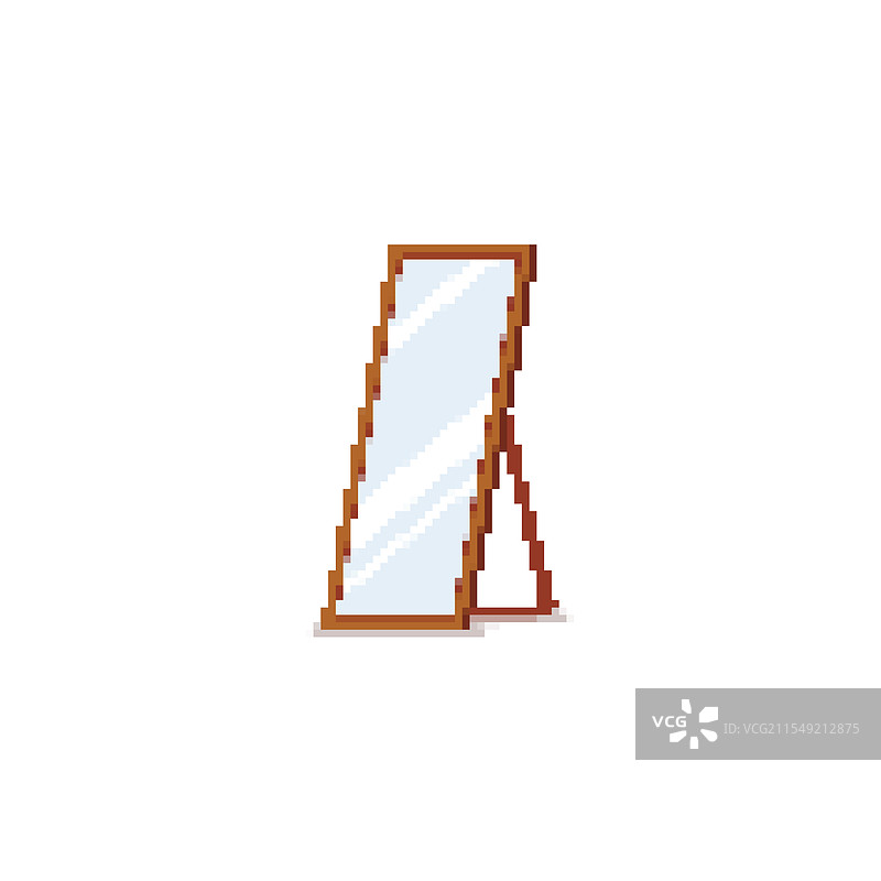 像素艺术方形镜子，带木框图片素材