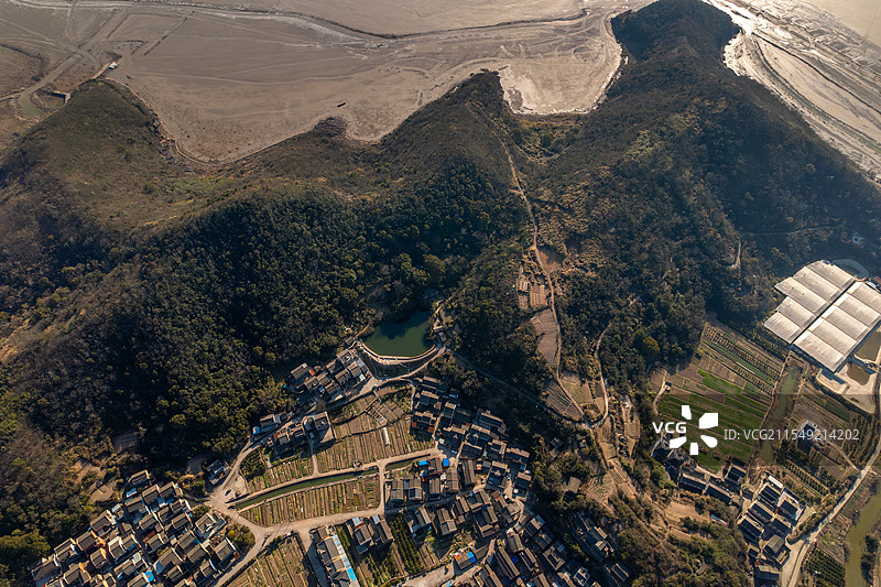 六横岛海岛无公害农田全景图片素材