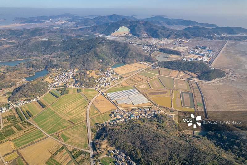 六横岛海岛无公害农田全景图片素材