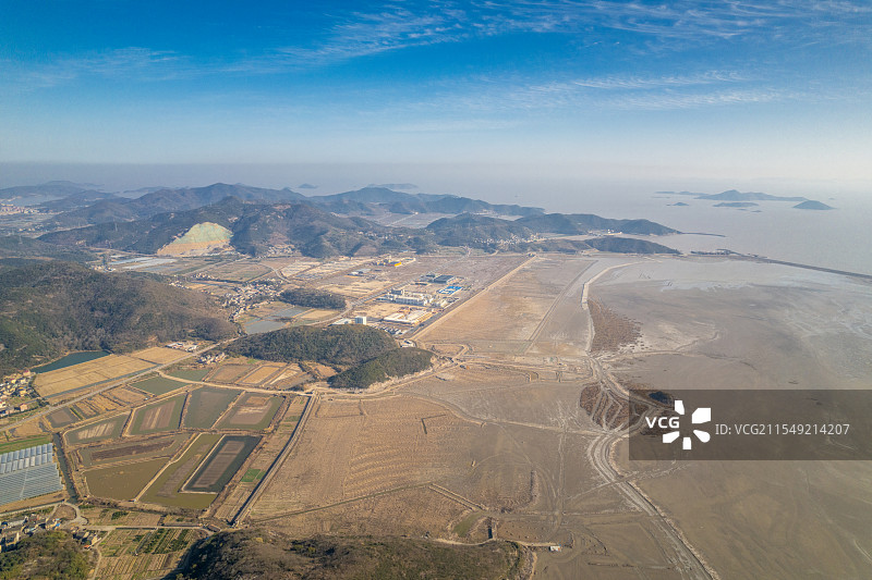 六横岛海岛无公害农田全景图片素材
