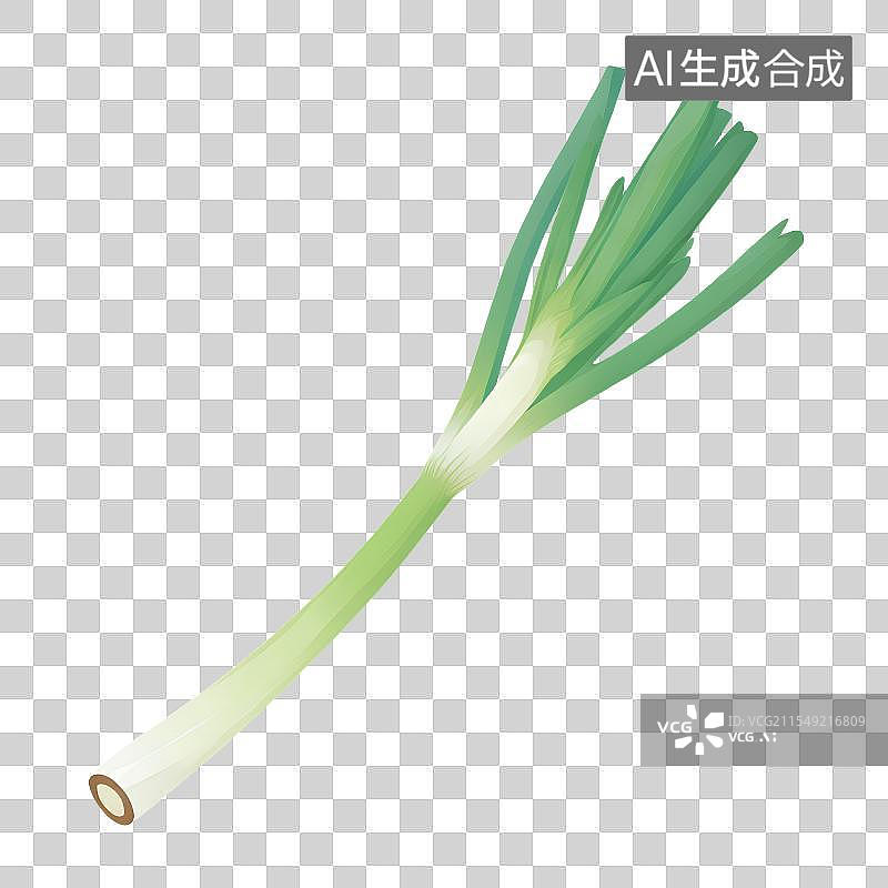 【AI数字艺术】手绘插画，一根葱，大葱，蔬菜免抠元素图片素材