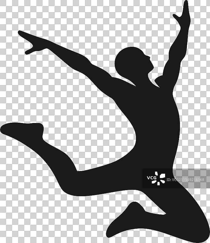 一名体操运动员跳跃的剪影图片素材