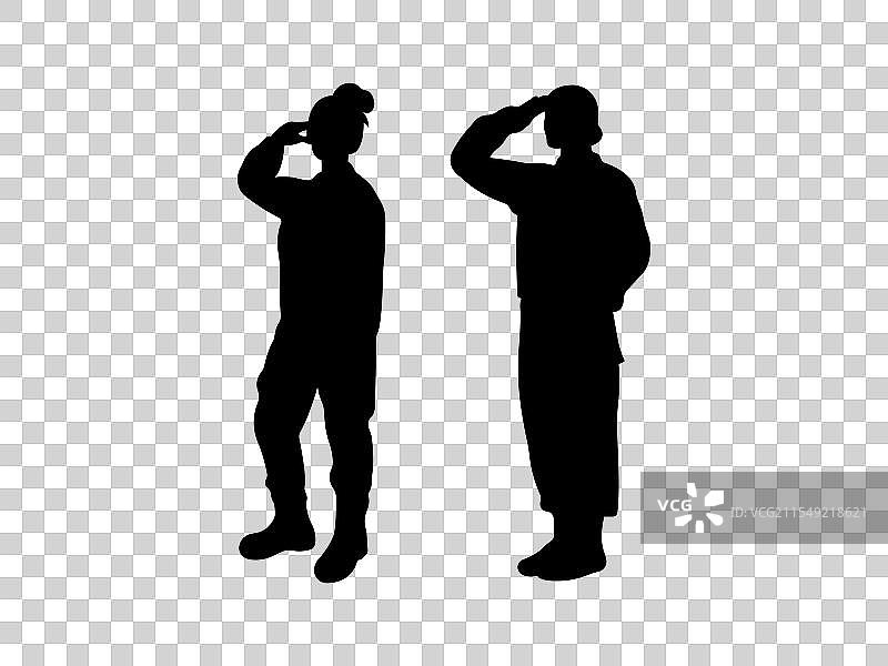 士兵女性敬礼剪影设计图片素材