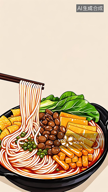 【AI数字艺术】手绘插画螺蛳粉海报设计模板背景图片素材