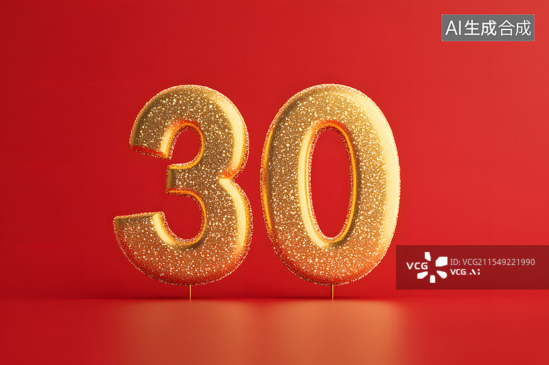 【AI数字艺术】30周年纪念日的红色背景图片素材