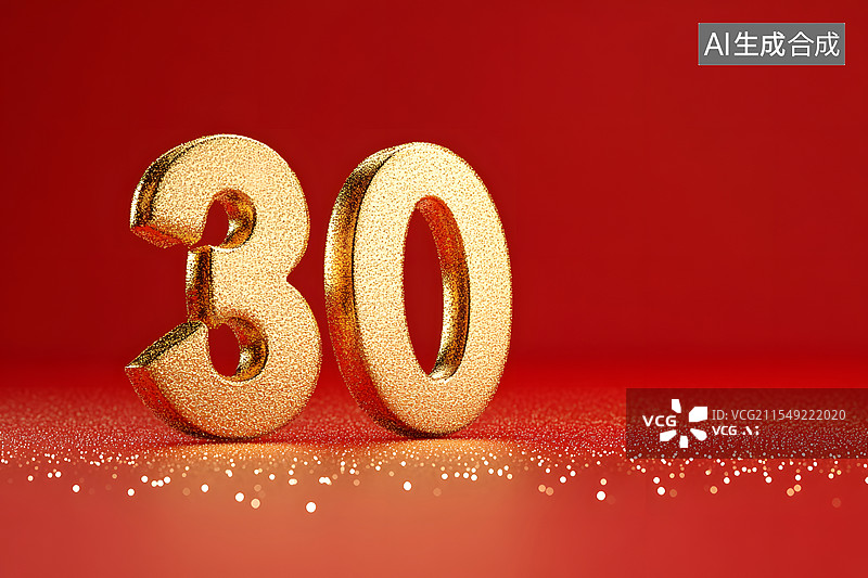 【AI数字艺术】30周年纪念日的红色背景图片素材