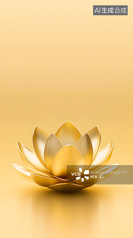 【AI数字艺术】金莲花闪闪发光的三维渲染场景图片素材