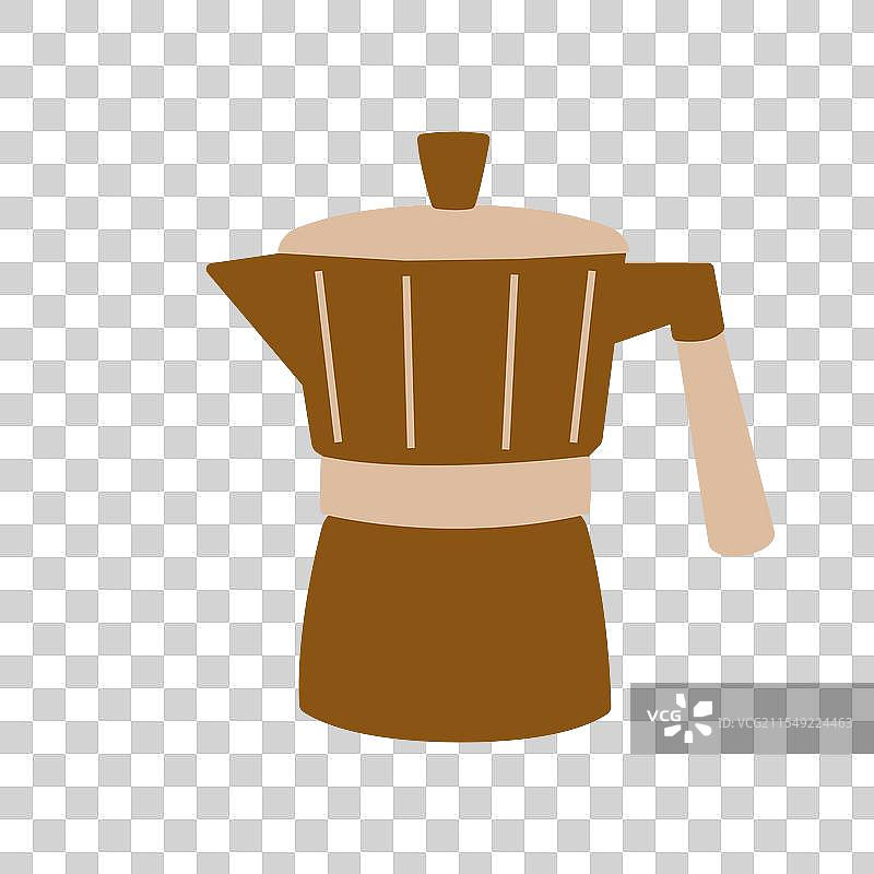 咖啡爱好者的简约平面咖啡壶图片素材