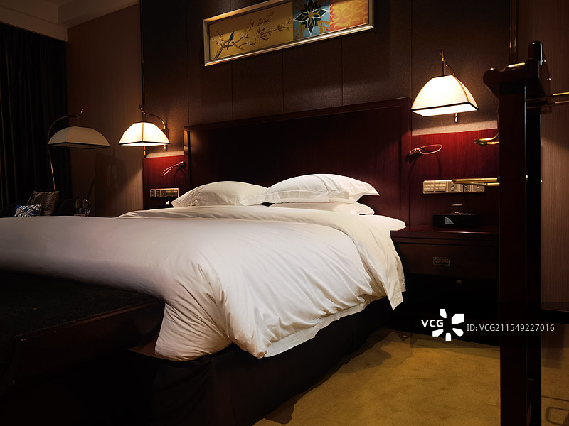 高端酒店卧室内景装修装饰图片素材