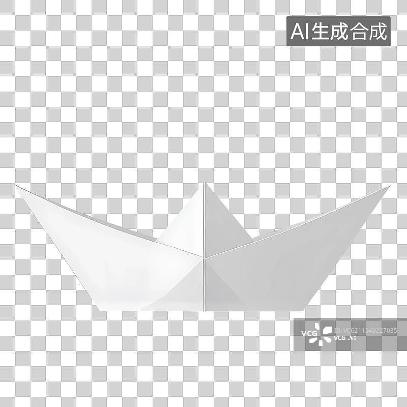 【AI数字艺术】3D渲染，白色纸船，折纸小船，免抠元素图片素材